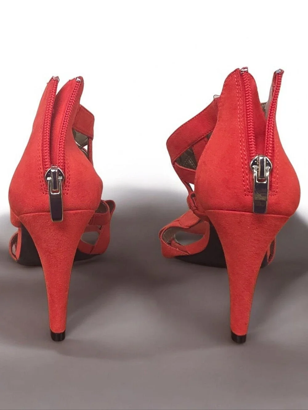 Kelly & Katie Vibrant Red Suede Cutout Heels